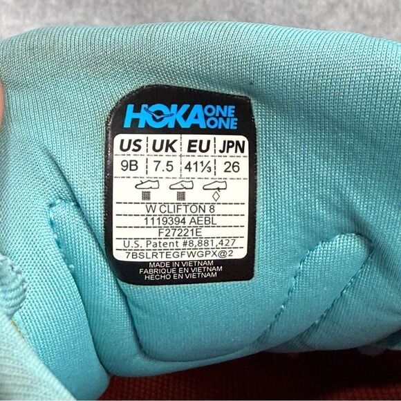 Hoka One One Clifton 8 Women Shoe Size 9B Blue Red Low Top Road Running Sneaker - Picture 9 of 9